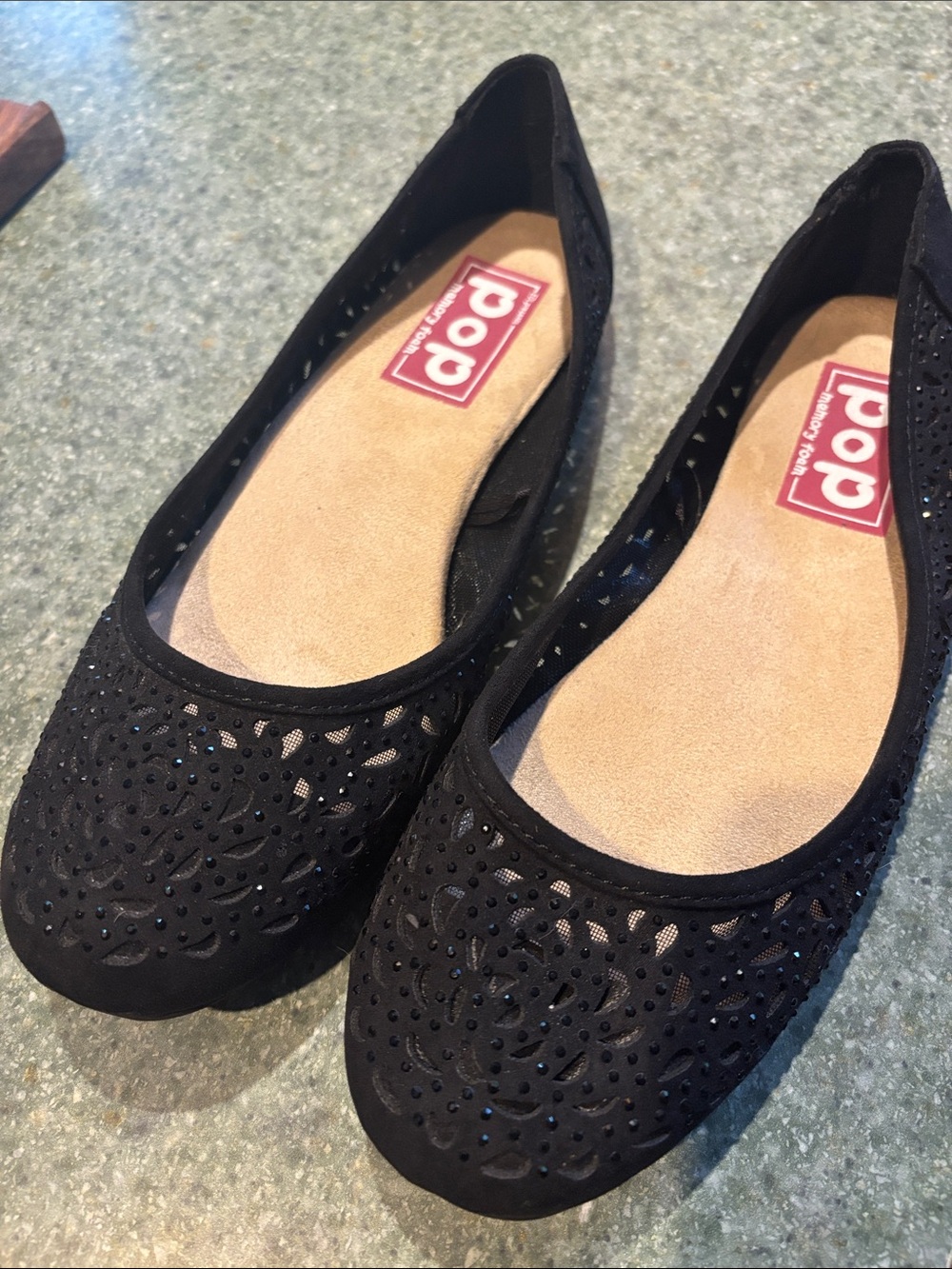 pop Black Laser-Cut Ballet Flats